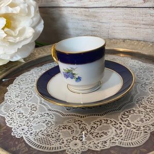 Antique Echt  blue and white cup and saucers